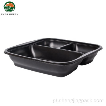 Takeaway de grau de alimentos descartáveis ​​Black 3 Compartamentos Bowls